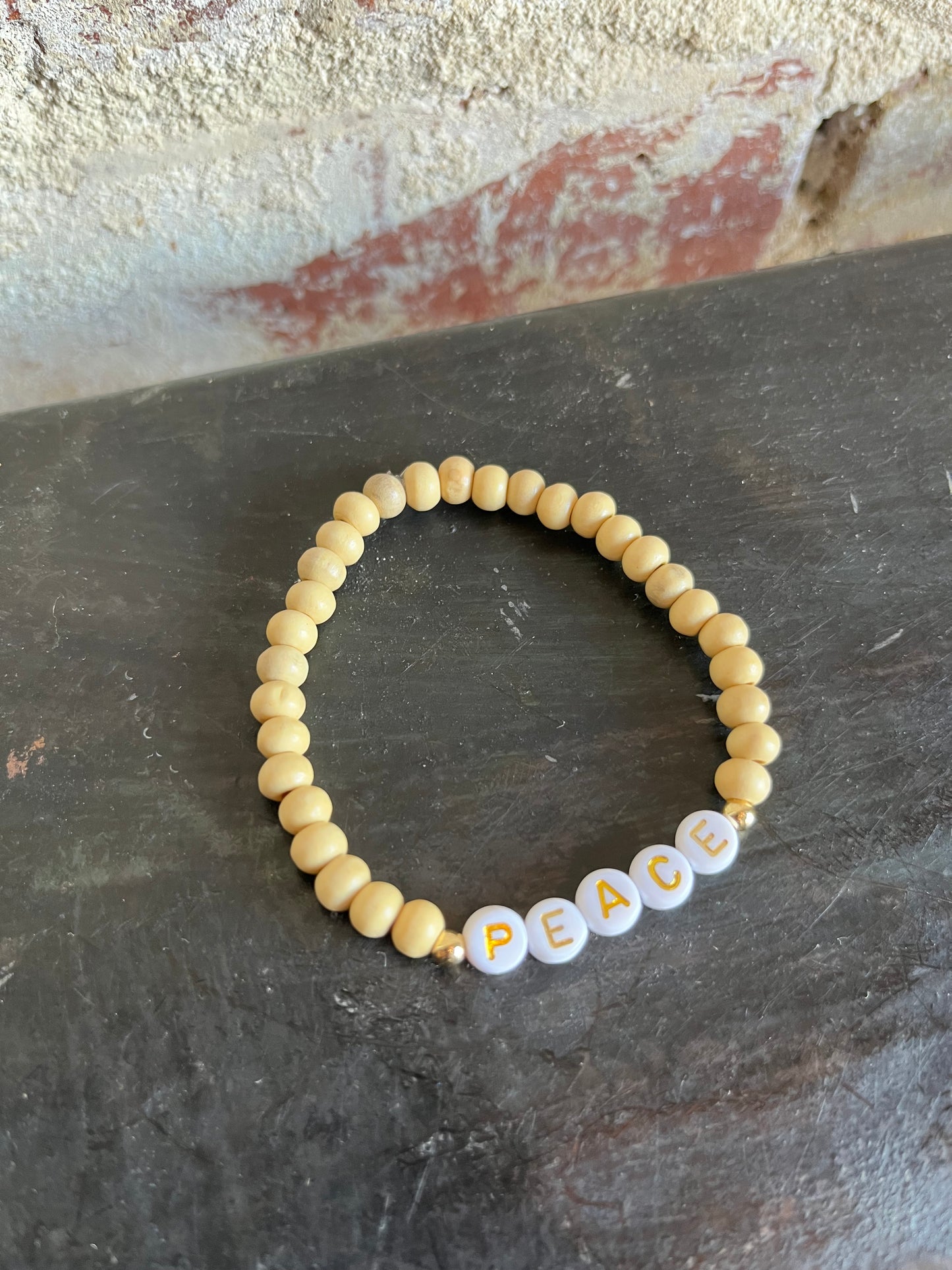 The PEACE Bracelet- Wooden Beads