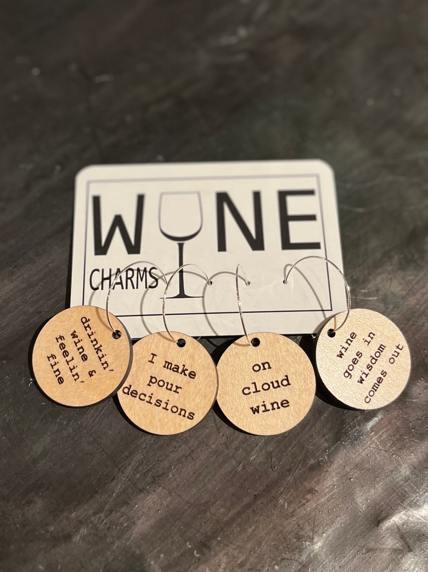 Pour Decisions Wine Glass Charms- Maple