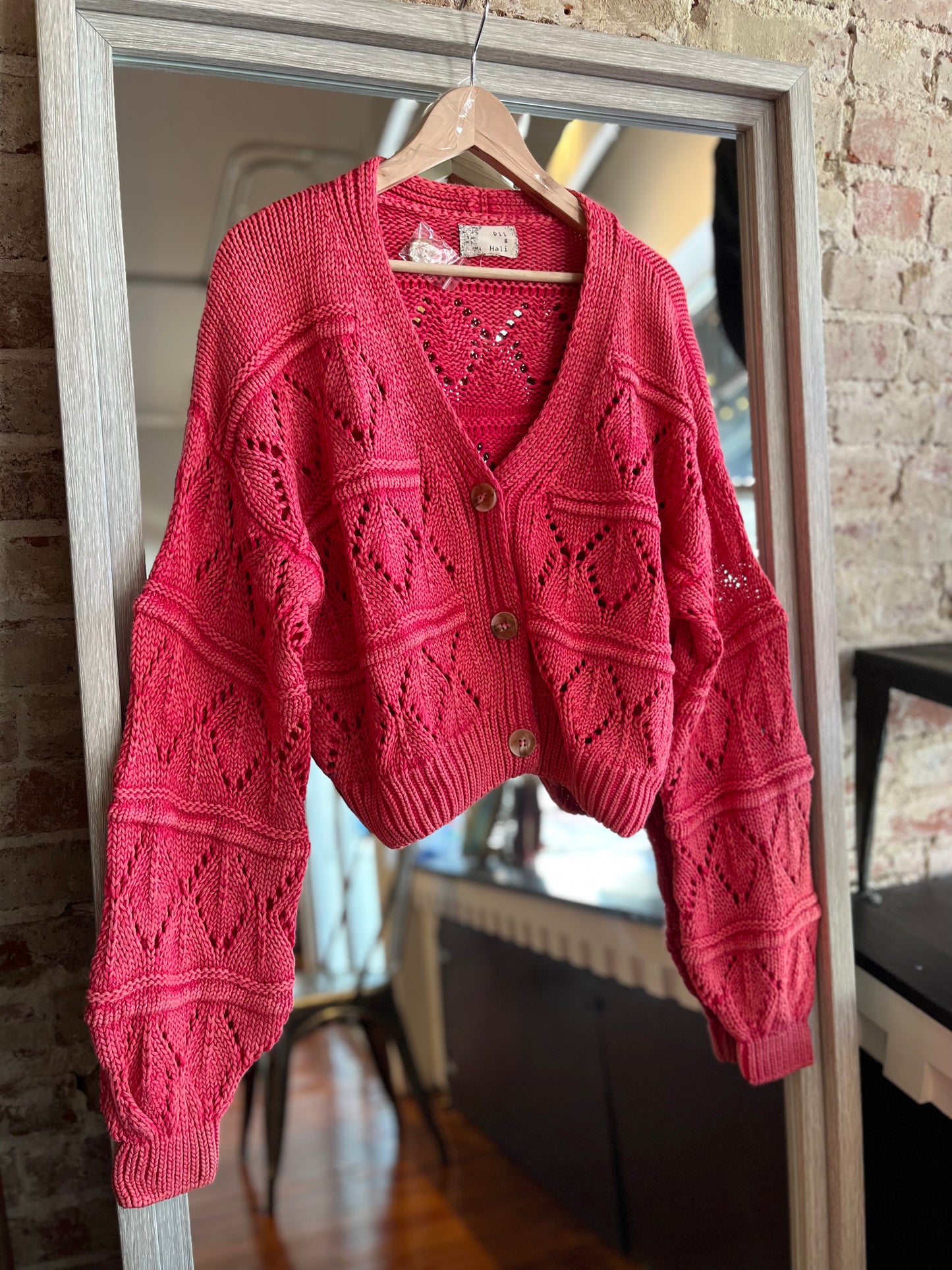 Bubble Gum Mineral Washed Cardigan